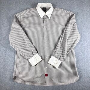 LeBron Shirt‎ Button up Mens XL Tan White Collar Long Sleeve Y2K Cotton